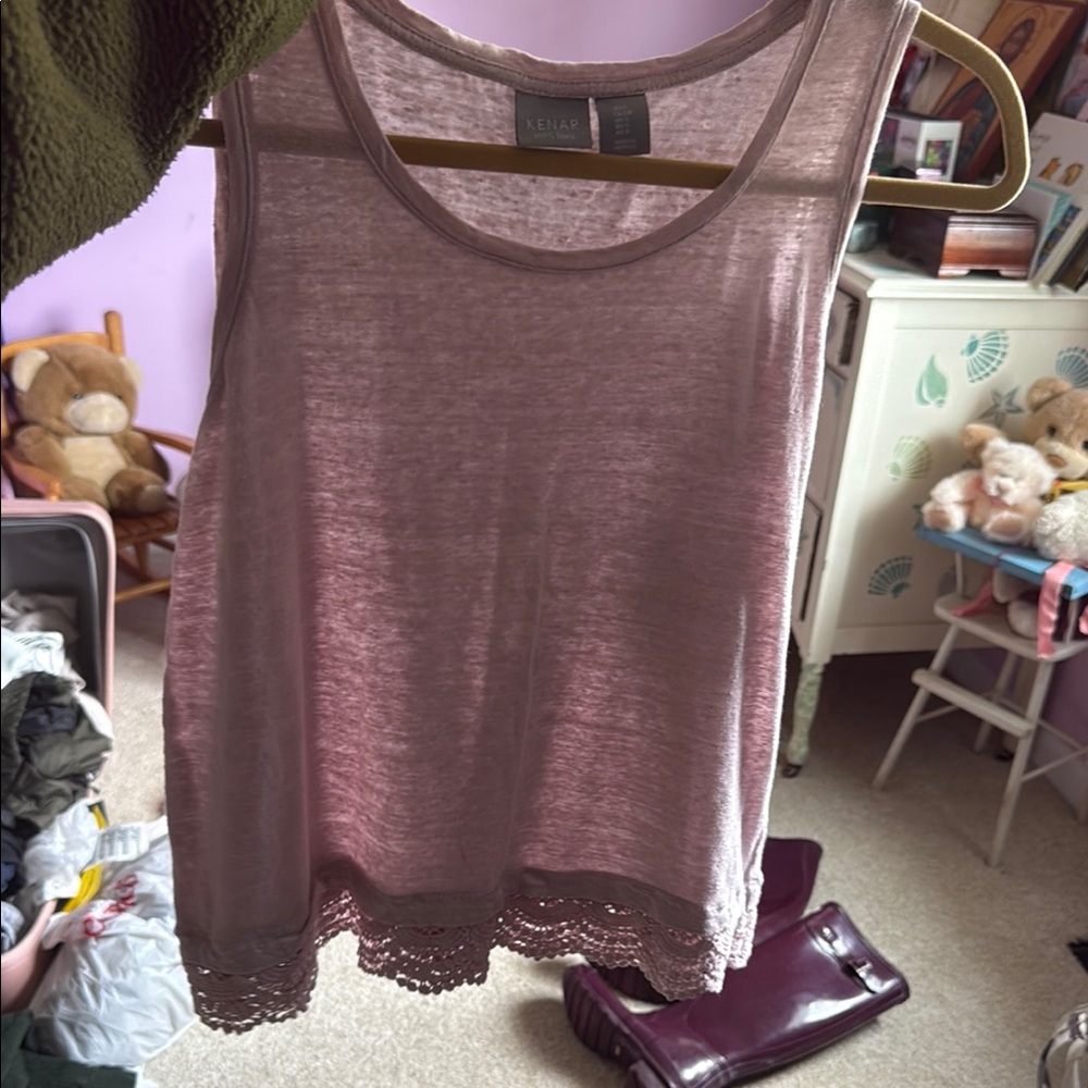 Kenar Pink Tank Top with Relaxed Fit and Sheen